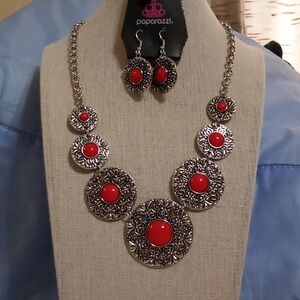 Garden Glade Red Necklace with free earrings
